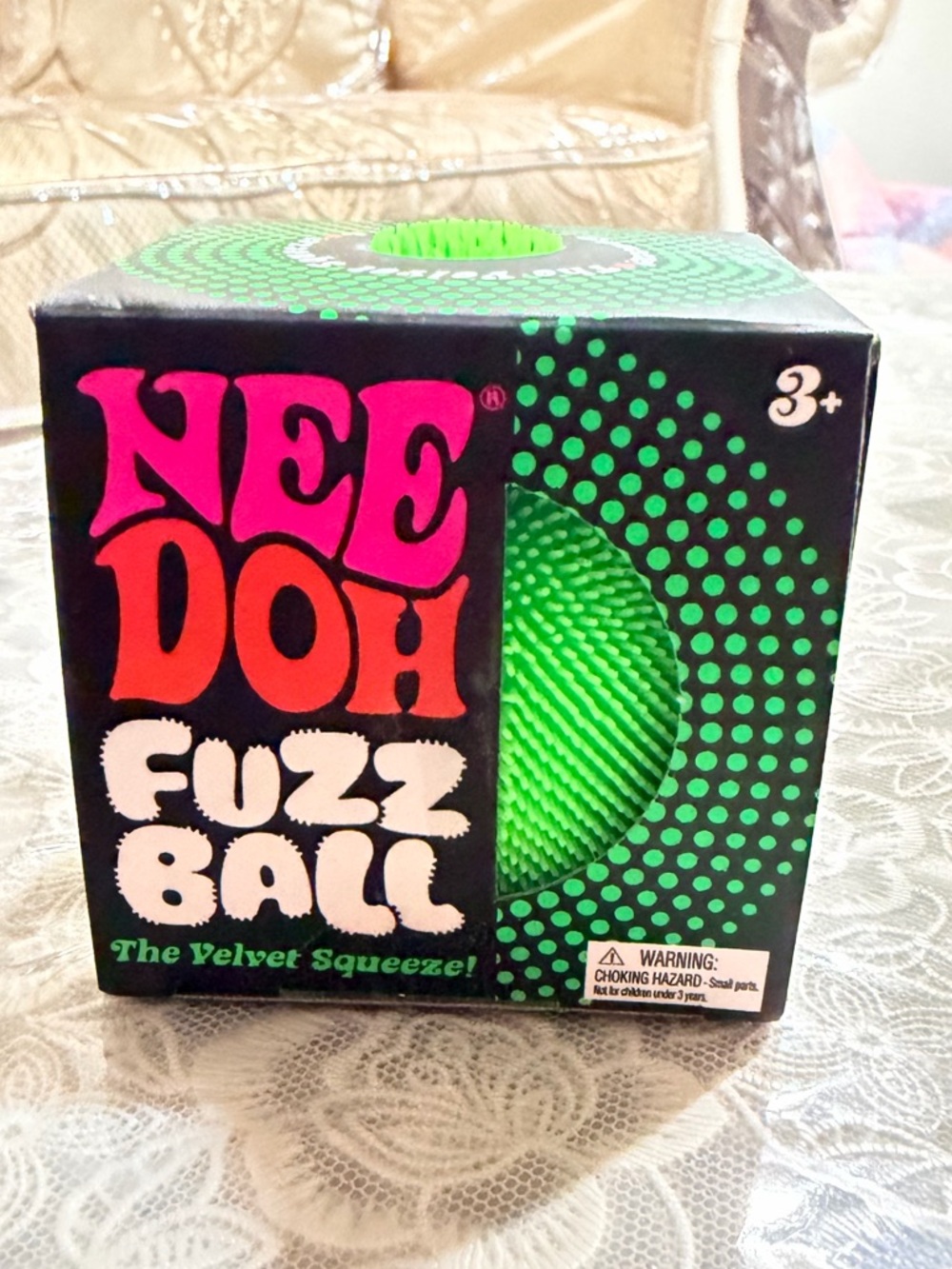 Needoh Fuzz Ball Green NEW VIRAL TOY Velvet Squeeze